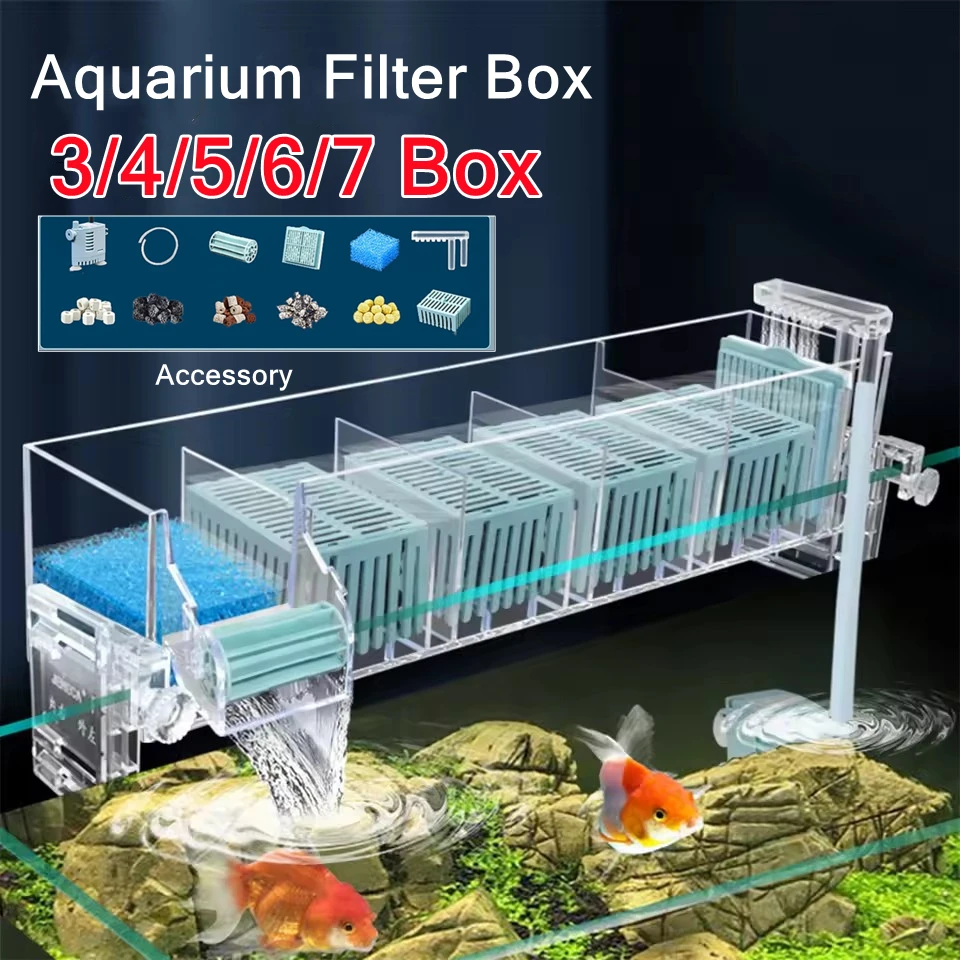 Reef Tank Filter - 220V Aquarium Wall-Mounted Waterfall Filter Roller,